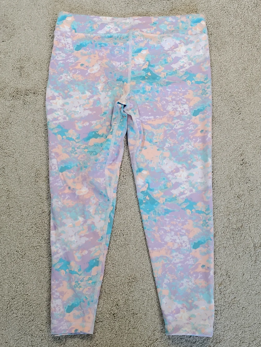 NWT Girls Under Amour Set, Multi Watercolored Leggings & Bike Shorts. Youth Lg
